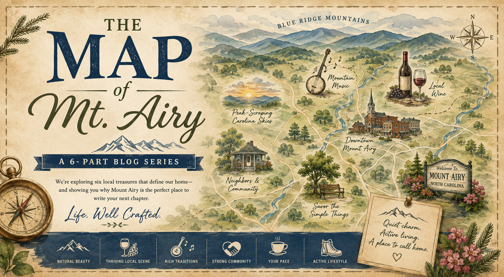 Map of Mount Airy area attractions near RidgeCrest Retirement
